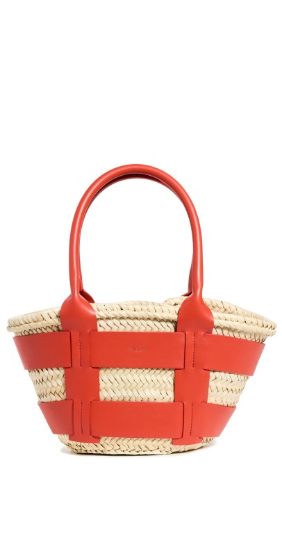 DeMellier Mini Santorini Tote Natural Raffia / Poppy Red