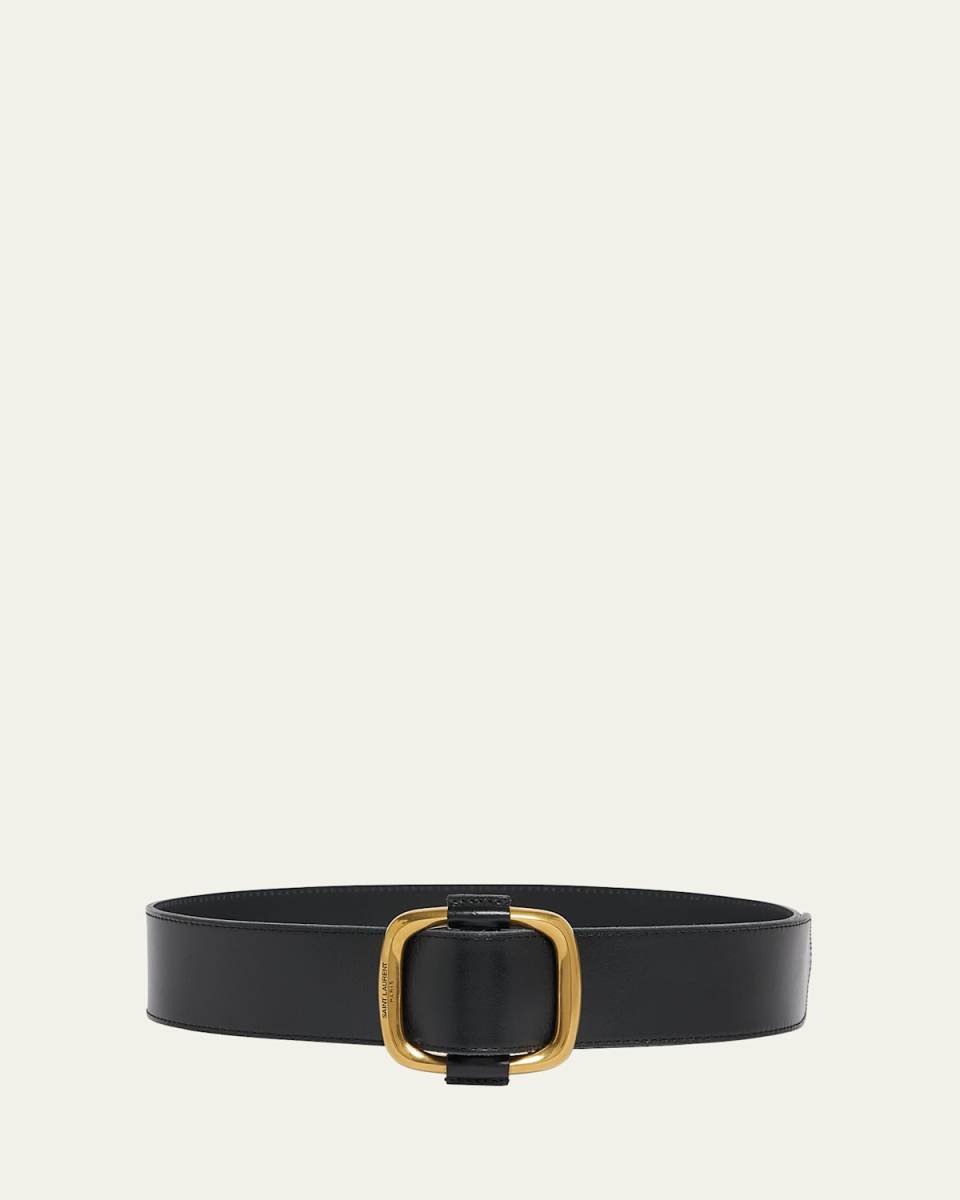 Smooth Leather Belt With Oval Buckle