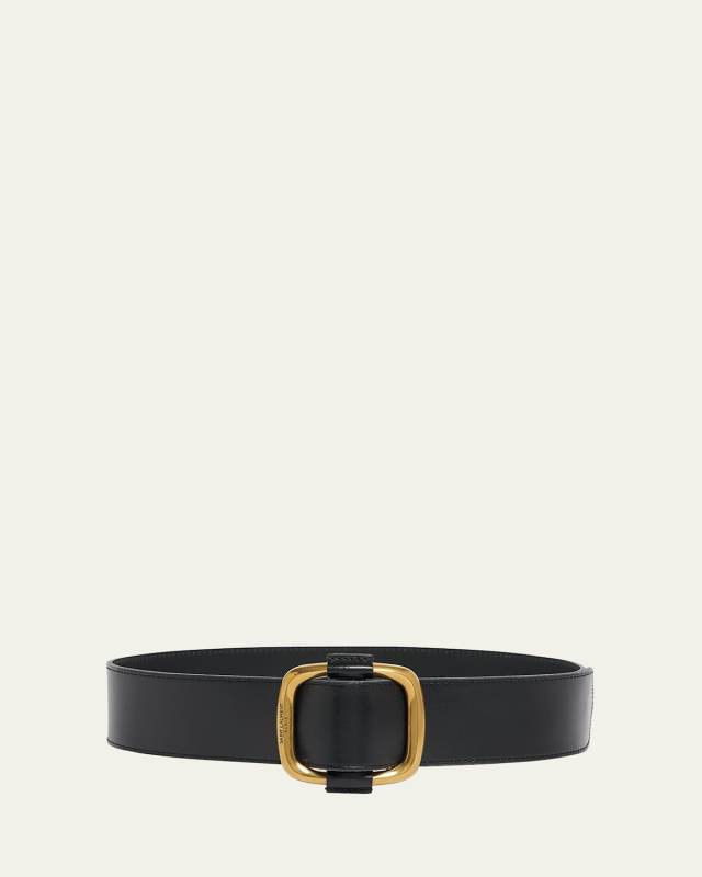 Smooth Leather Belt With Oval Buckle