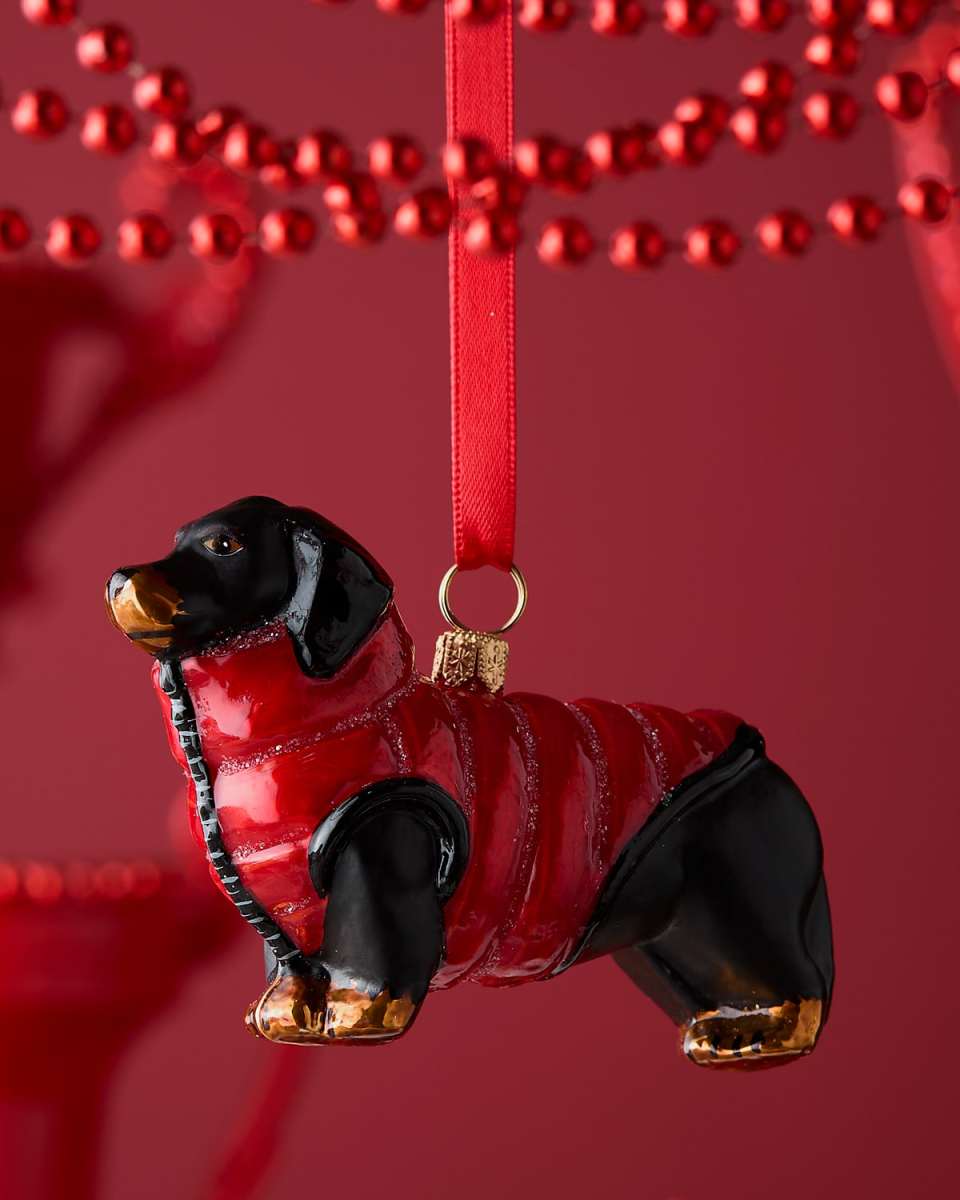 Black Dachshund W/ Puffer Coat Christmas Ornament