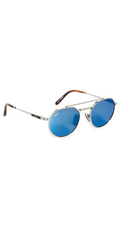 Ray-Ban Jack II Titanium Sunglasses Silver/Grey Mirror Blu