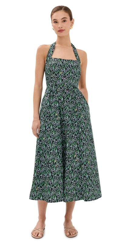 Hill House Home Fleur Midi Dress Lily of the Valley Black