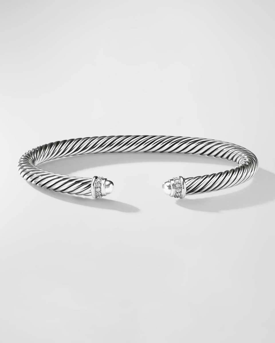 Cable Bracelet with Diamonds in Silver, 5