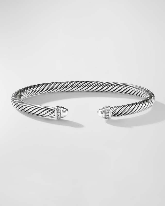 Cable Bracelet with Diamonds in Silver, 5