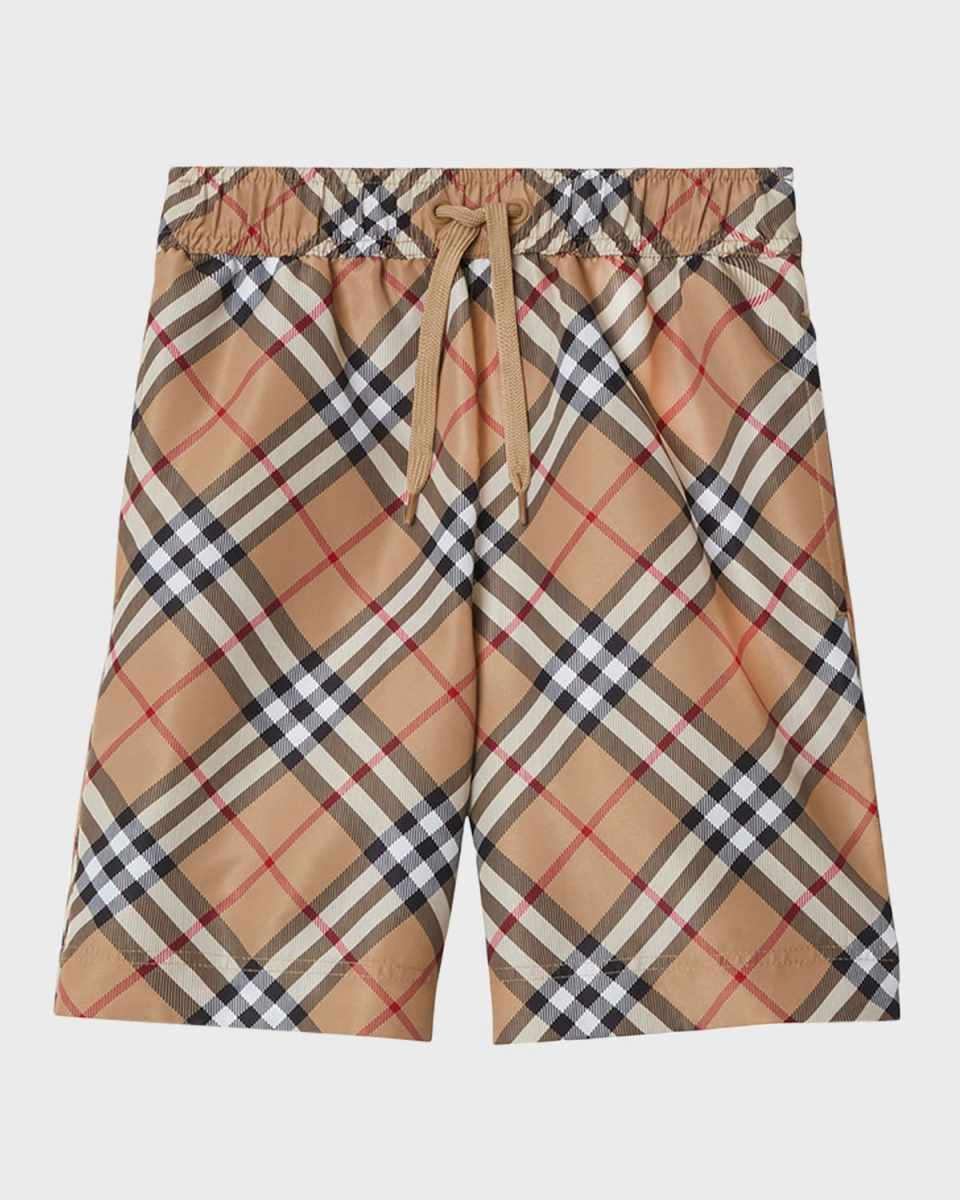 Boy's Malcolm Bias Check Swim Trunks, Size 3-14