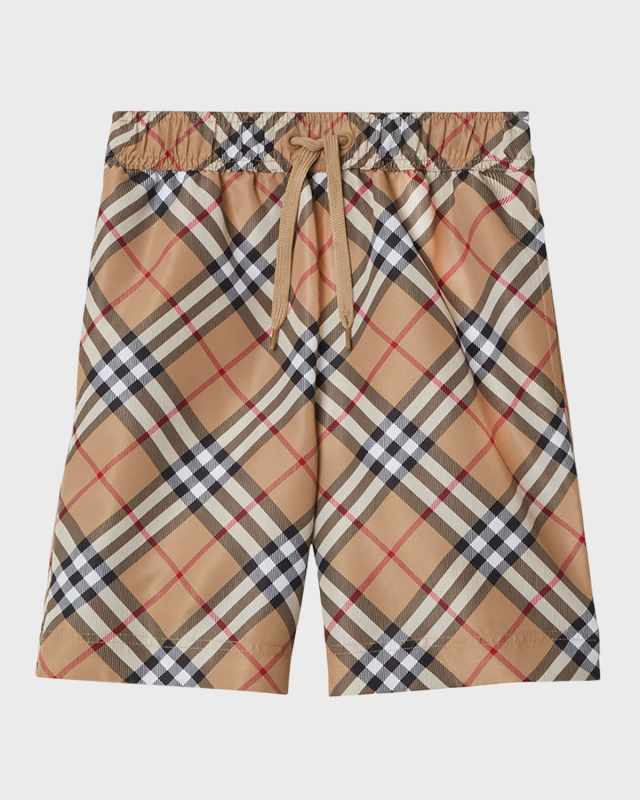 Boy's Malcolm Bias Check Swim Trunks, Size 3-14
