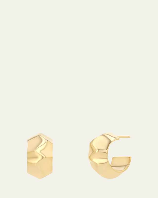 18K Yellow Gold Small Wave Hoop Earrings