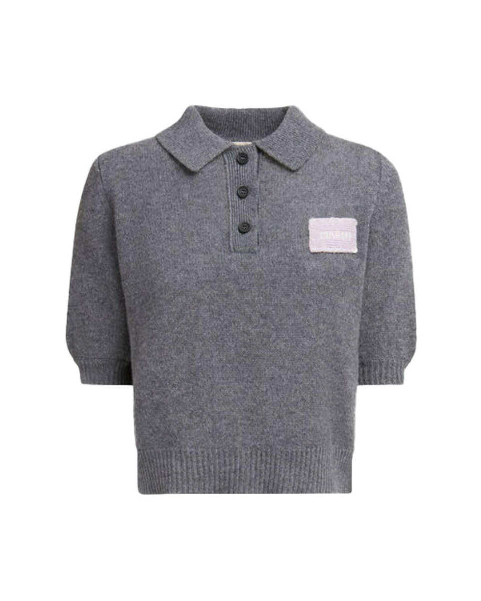 Medium-Sleeve Polo Shirt Neck Sweater