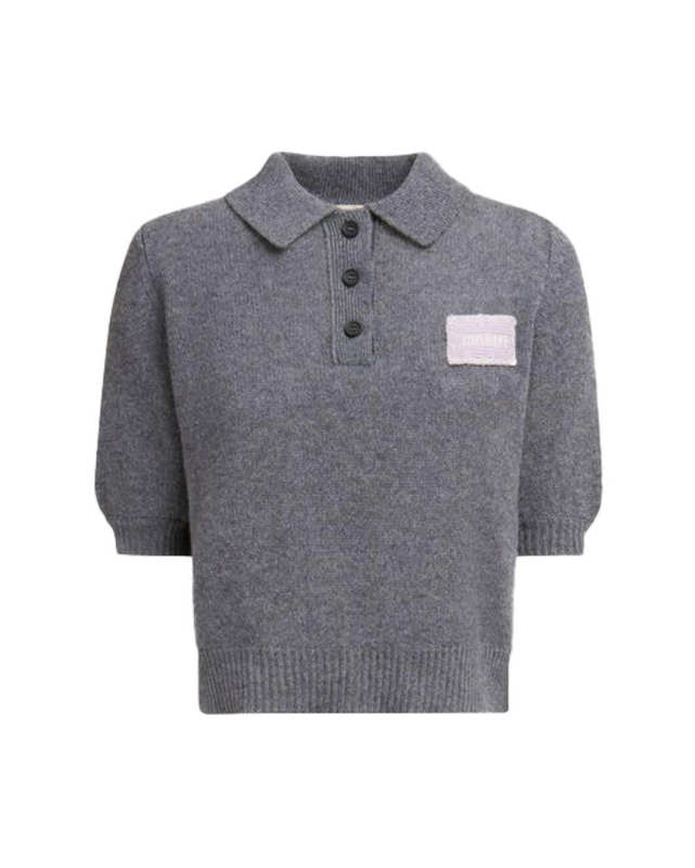 Medium-Sleeve Polo Shirt Neck Sweater