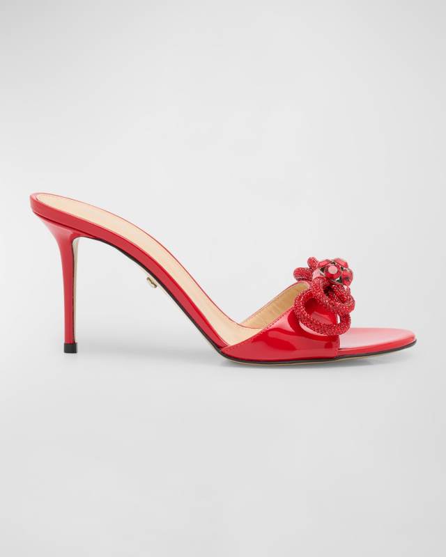 Bow Patent Leather Mule Sandals