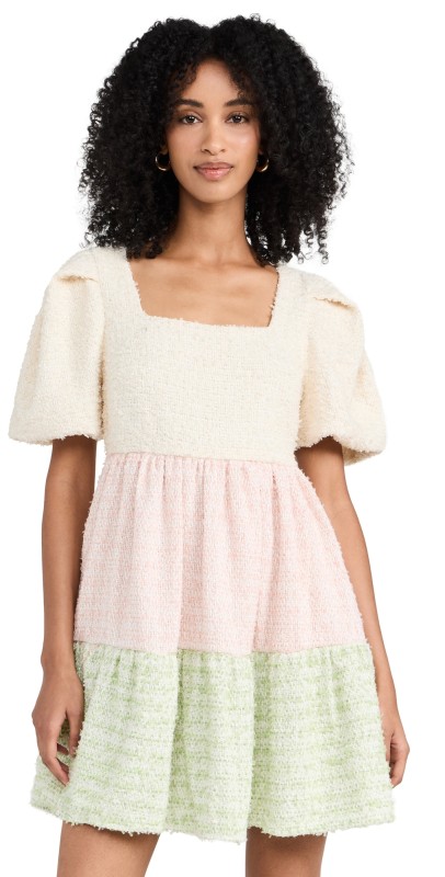 English Factory Colorblock Tweed Mini Dress Multi