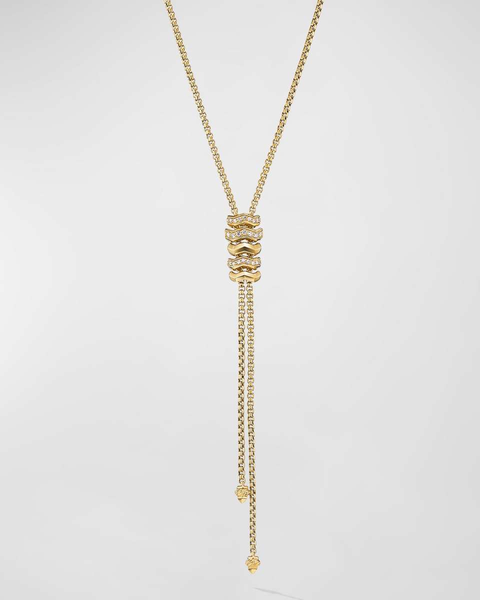 Zig Zag Stax Y Necklace with Diamonds in 18K Gold, 20mm, 17-20"L