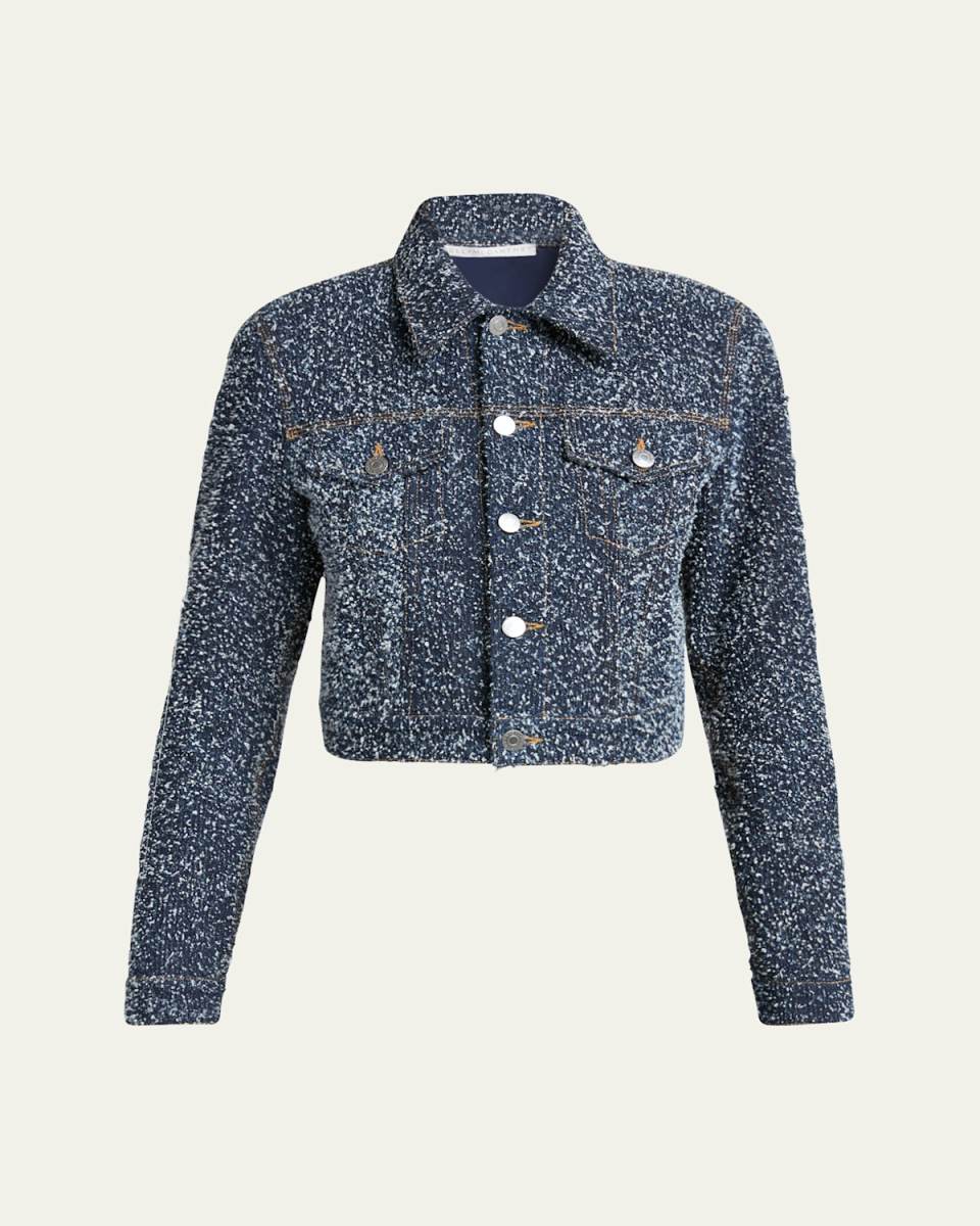 Cropped Boucle Denim Jacket