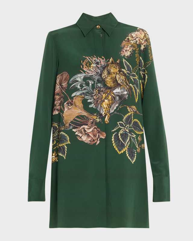 Forest Floral Printed Shirtdress