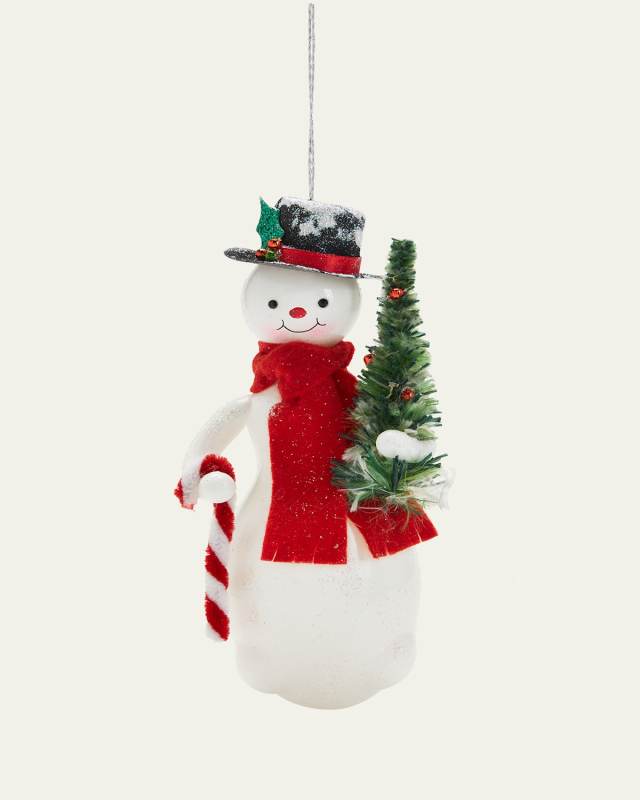 Snowman with Tree Christmas Ornament