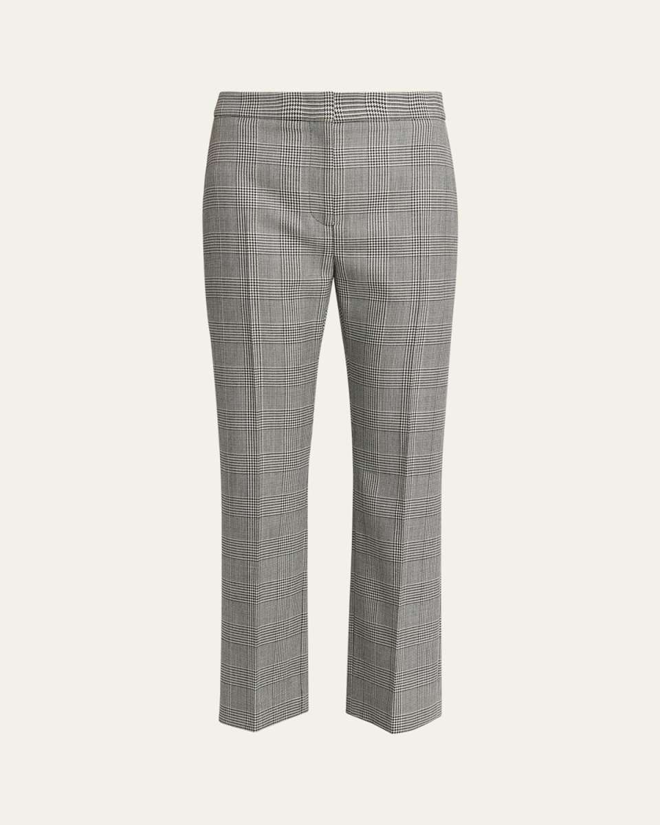 Prince of Wales Cropped Wool Trousers