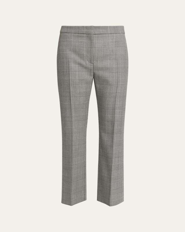 Prince of Wales Cropped Wool Trousers