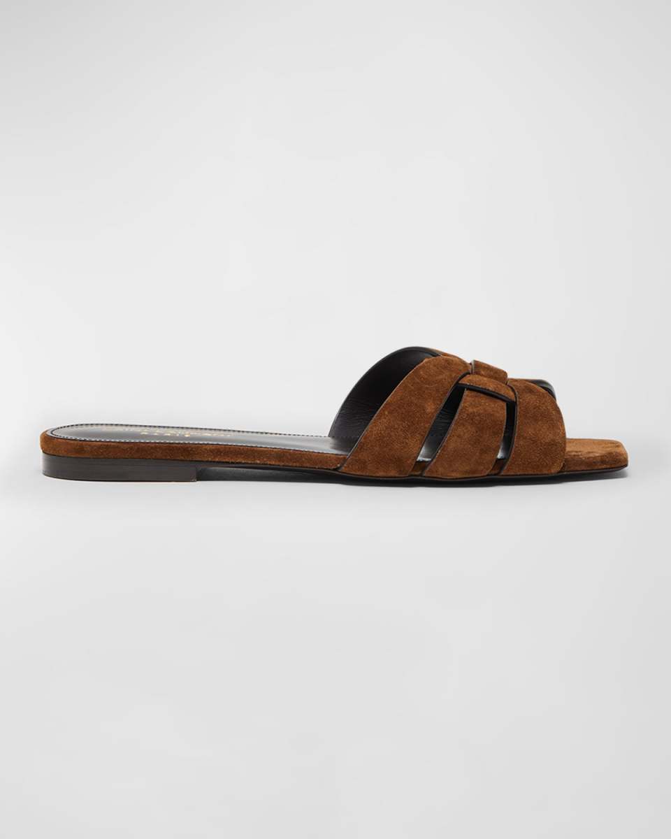 Tribute Suede Flat Slide Sandals