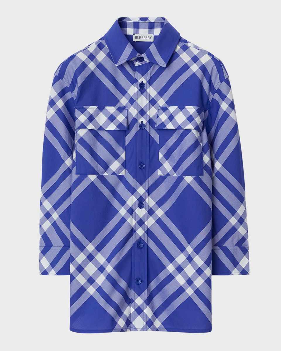 Boy's Angelo Front-Pocket Check Shirt, Size 3-14