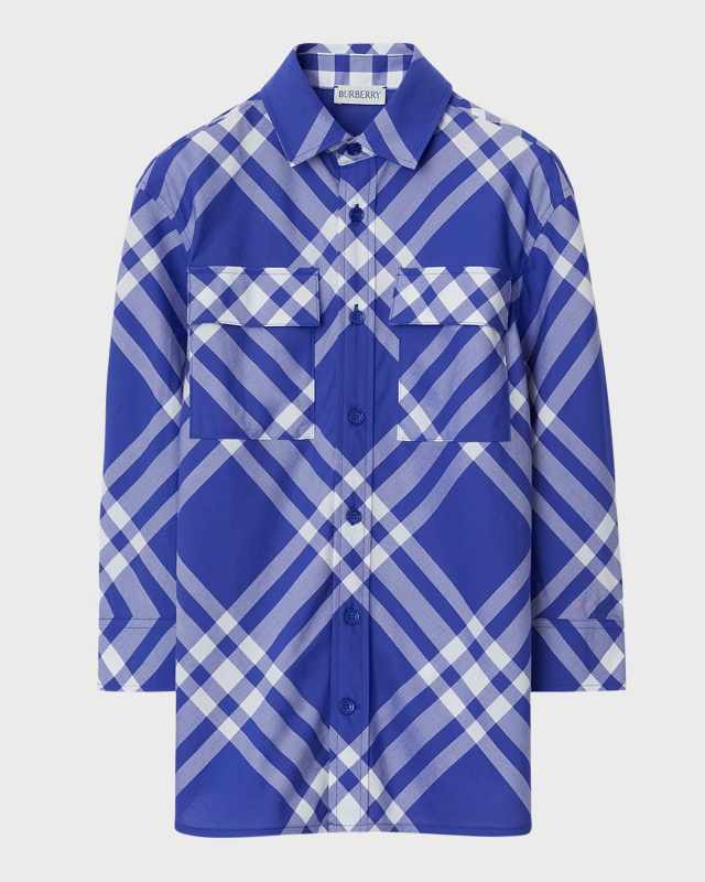 Boy's Angelo Front-Pocket Check Shirt, Size 3-14