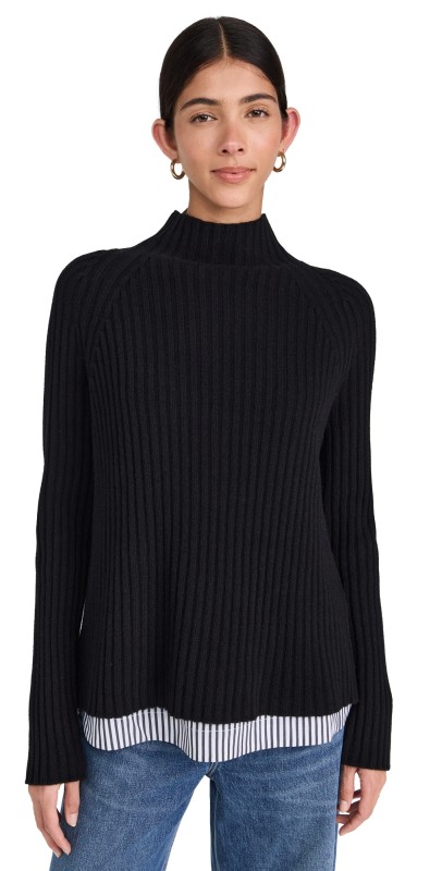 MEIMEIJ Combo Fabric Sweater Nero/White