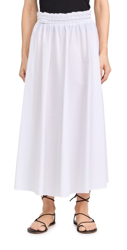 Madewell Paperbag Pull On Midi Skirt Eyelet White