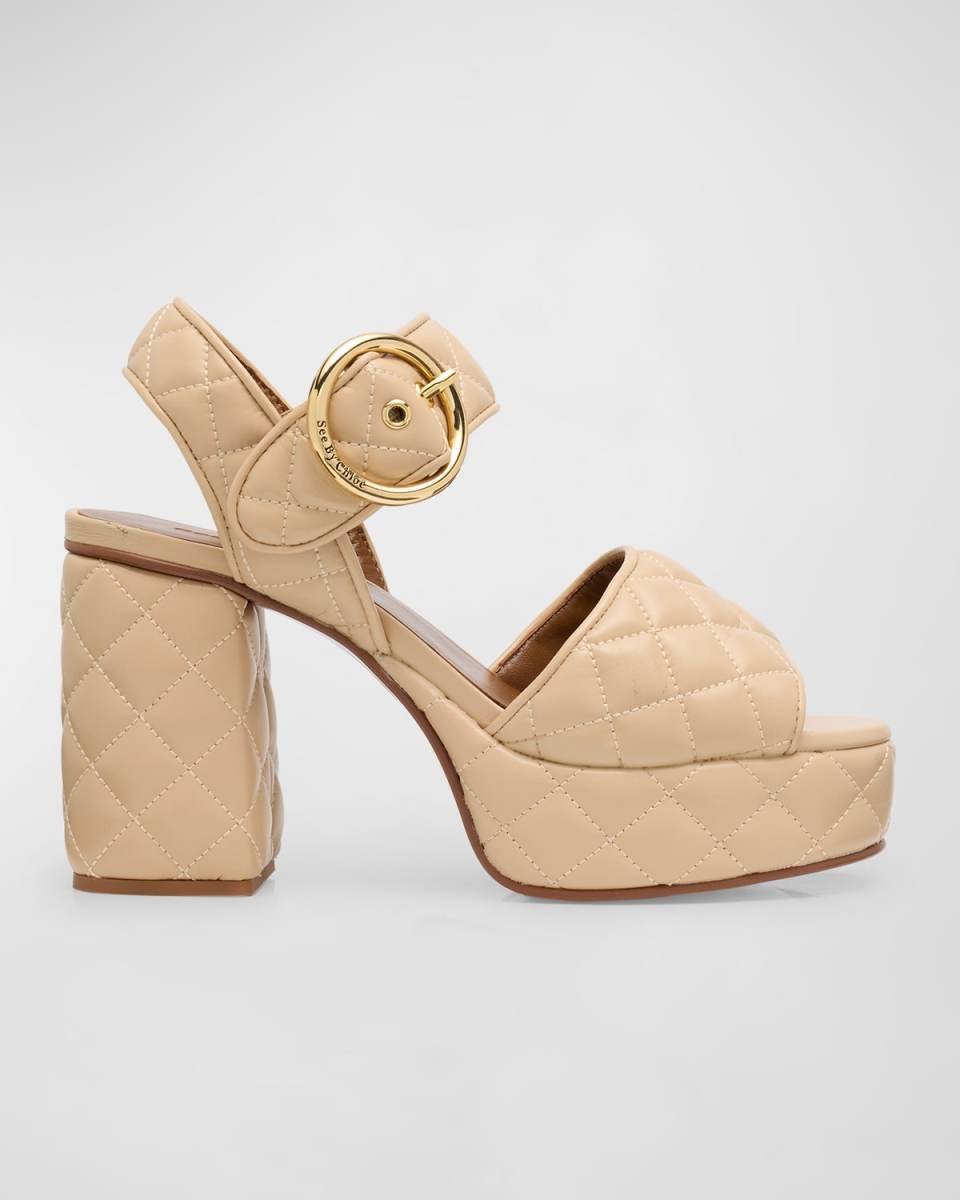 Jodie Quilted Ankle-Strap Platform Sandals