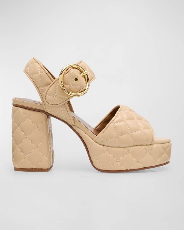 Jodie Quilted Ankle-Strap Platform Sandals