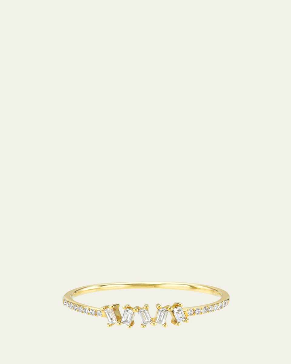 14K Diamond Baguette Cluster Ring, Size