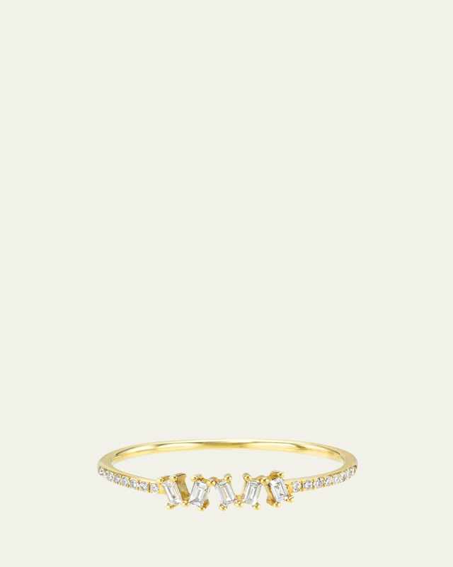 14K Diamond Baguette Cluster Ring, Size