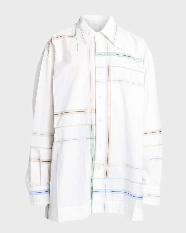 Abstract-Print Oversized Collared Shirt
