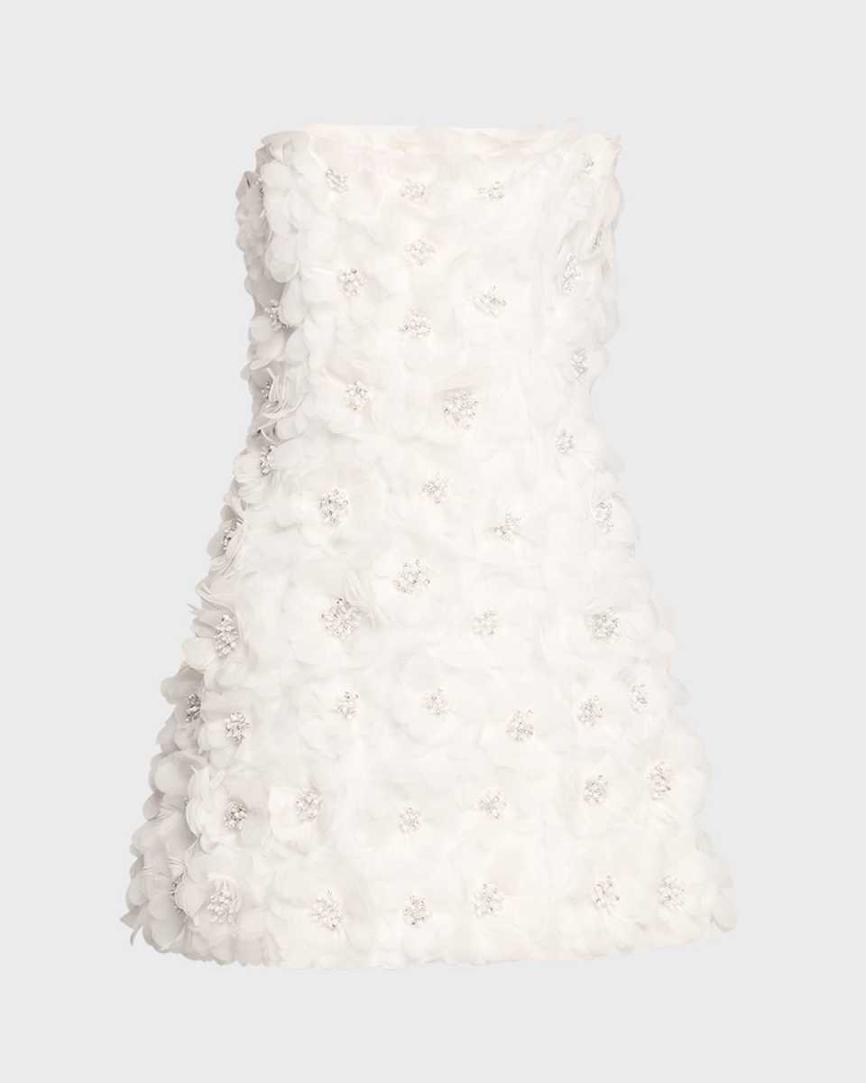 Velia Crystal Floral Strapless Mini Gown