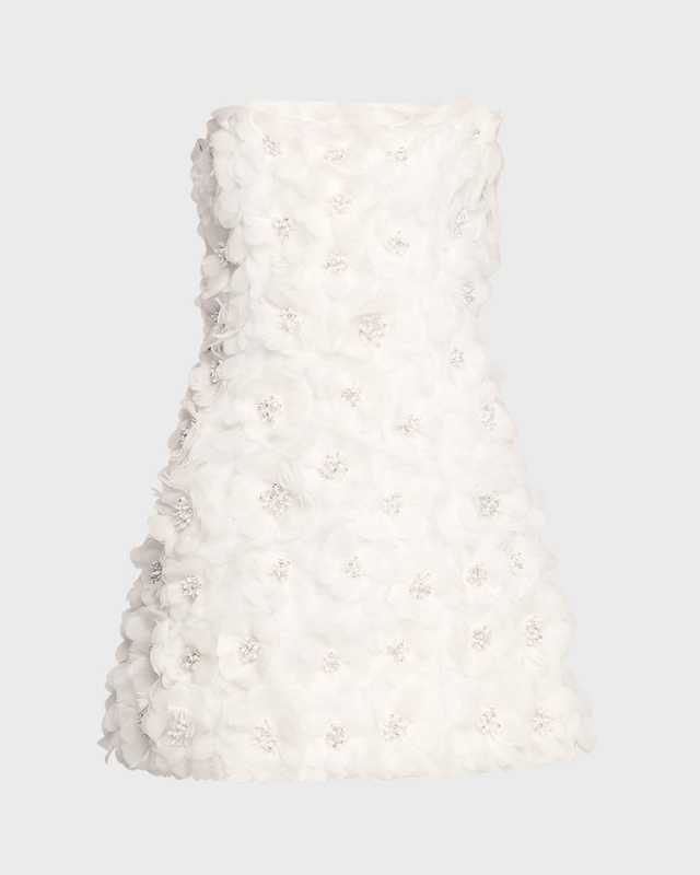 Velia Crystal Floral Strapless Mini Gown