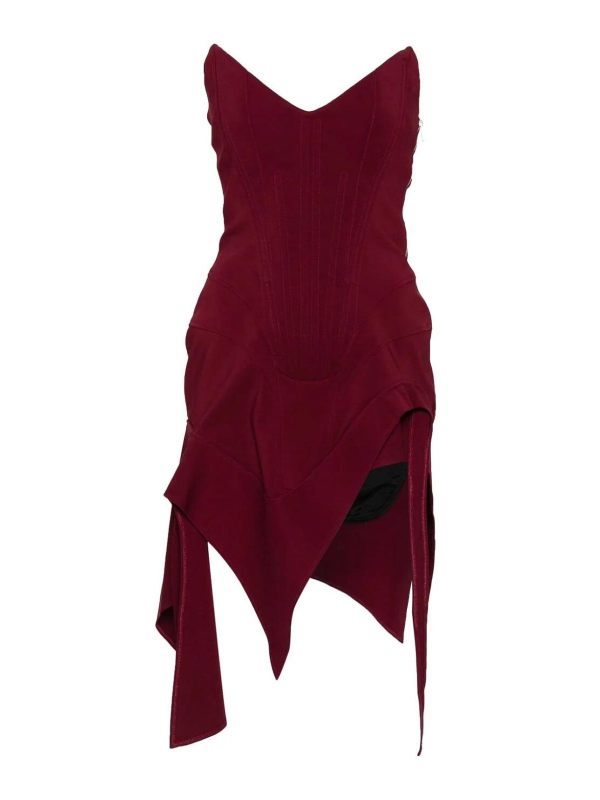 Mugler Robe Courte - Rouge Brun