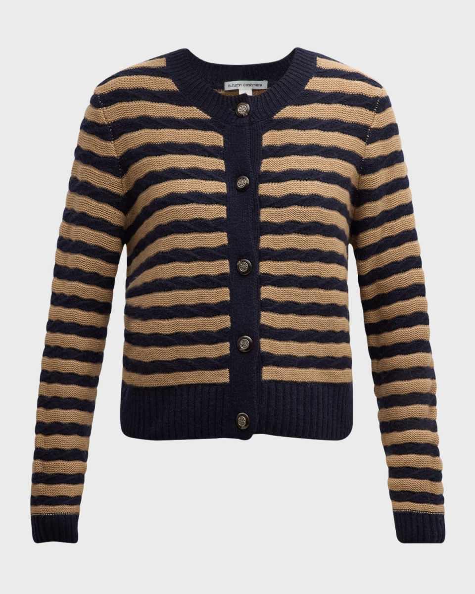 Striped Cashmere-Wool Cardigan