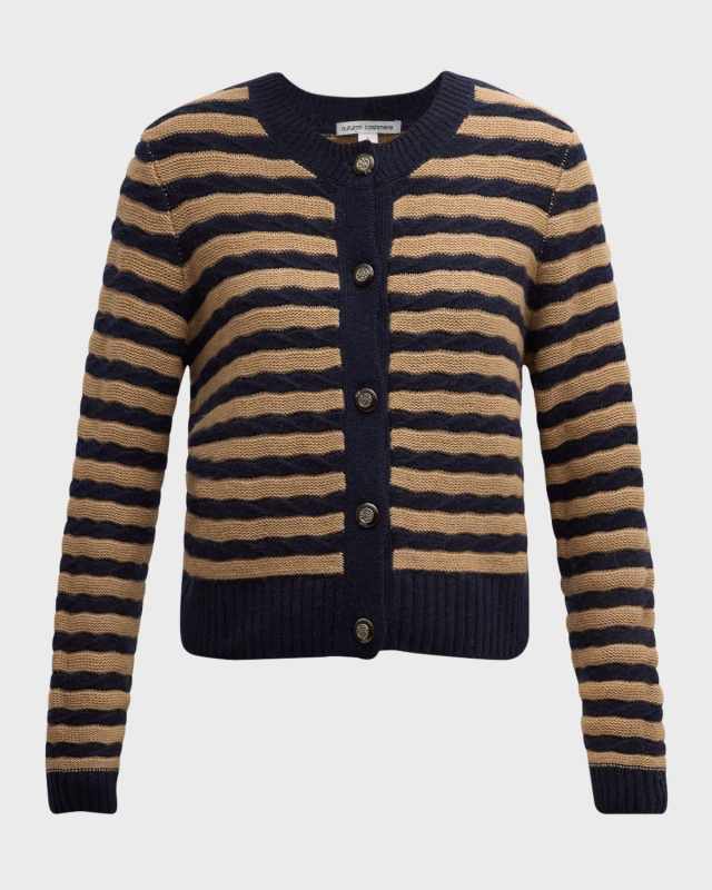 Striped Cashmere-Wool Cardigan