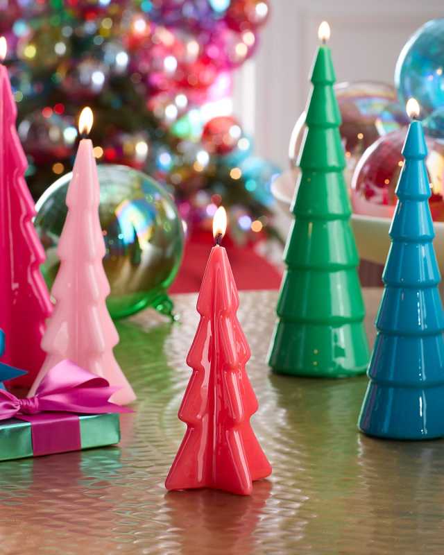 Coral Christmas Tree Candle