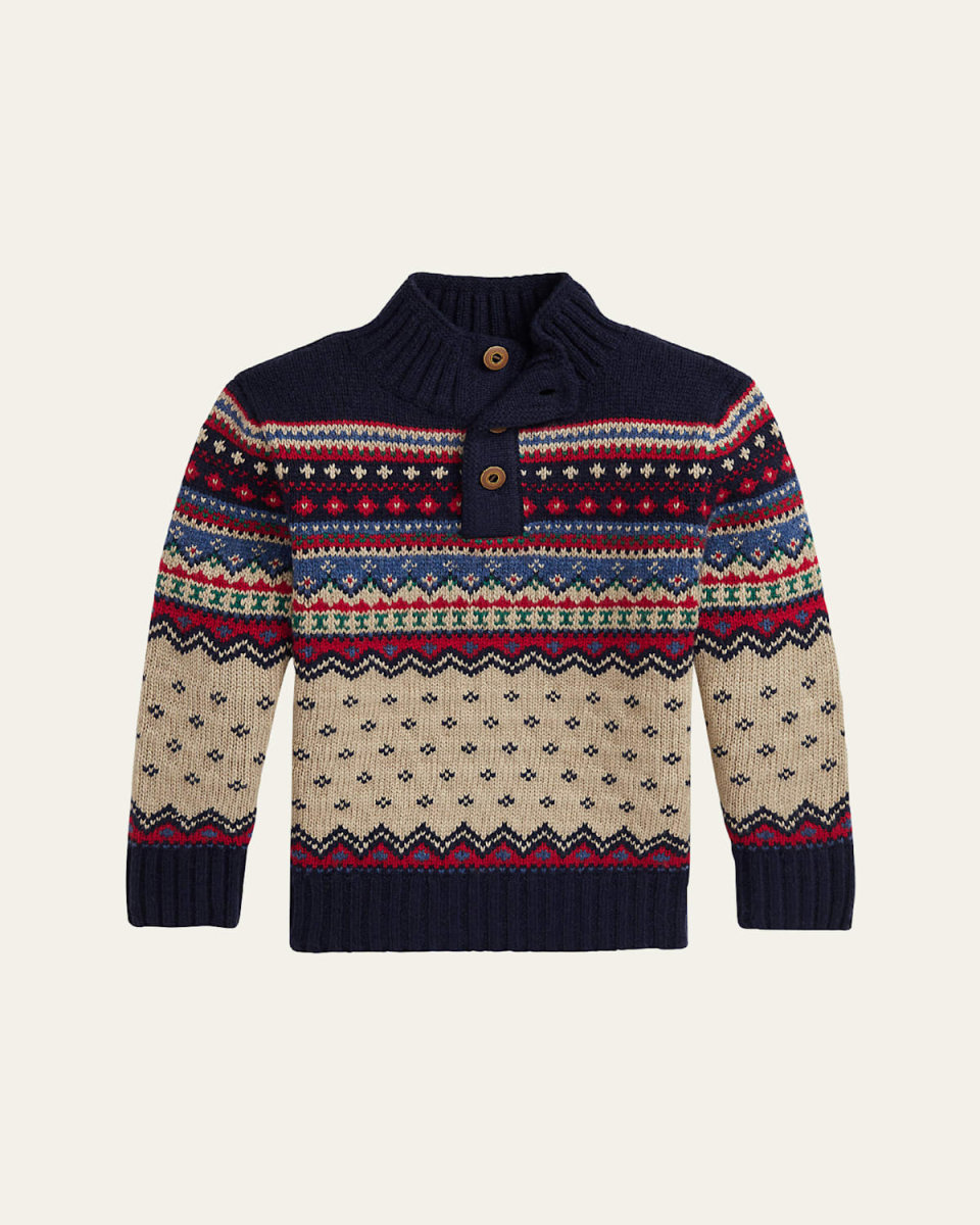 Boy's Nordic-Inspired Pullover Sweater, Size 2-7