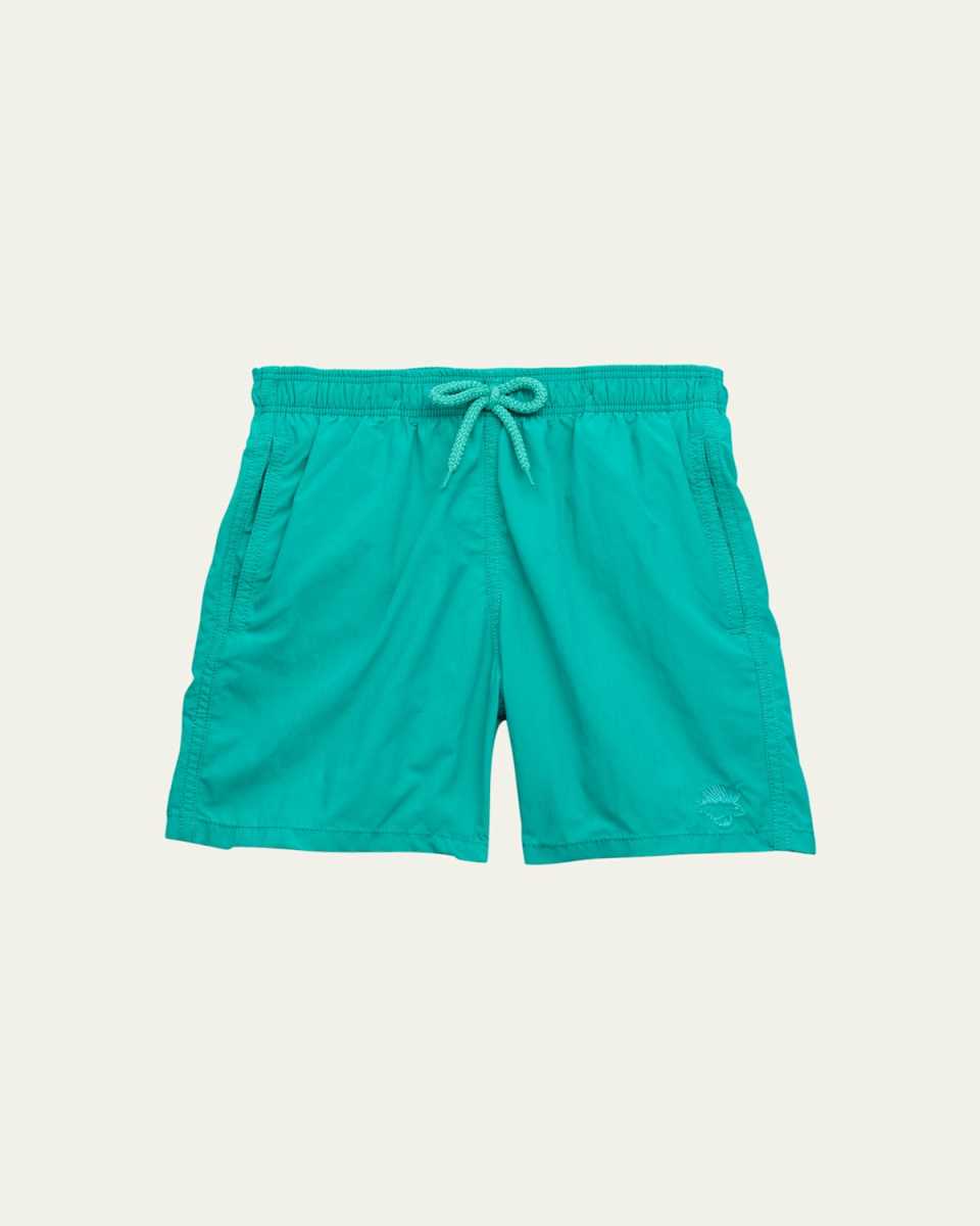 Boy's Logo Patch Swim Shorts, Size 2-14