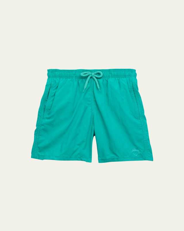 Boy's Logo Patch Swim Shorts, Size 2-14