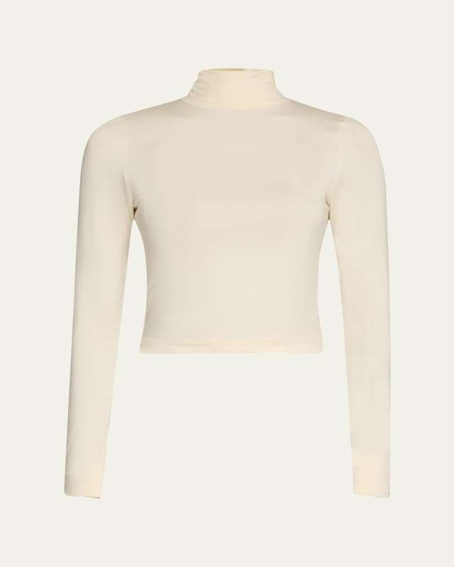Cropped Fitted Turtleneck Top
