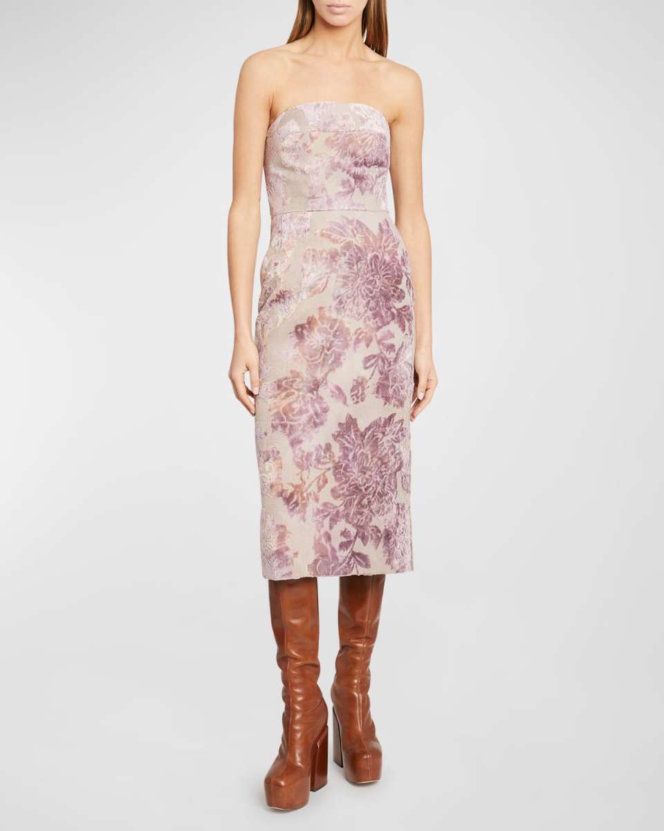Diao Floral Flocked Midi Dress