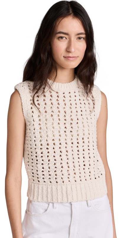 FRAME Tape Yarn Sweater Vest Cream