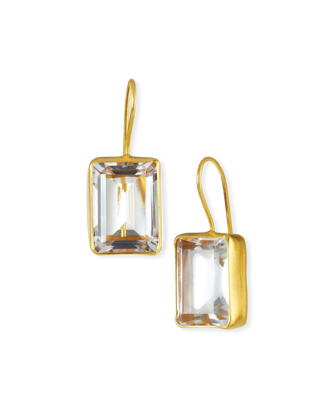 Emerald-Cut Quartz Drop Earrings
