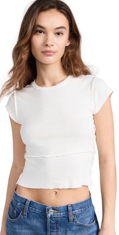 SLVRLAKE Re-Worked Fitted Tee Natural White