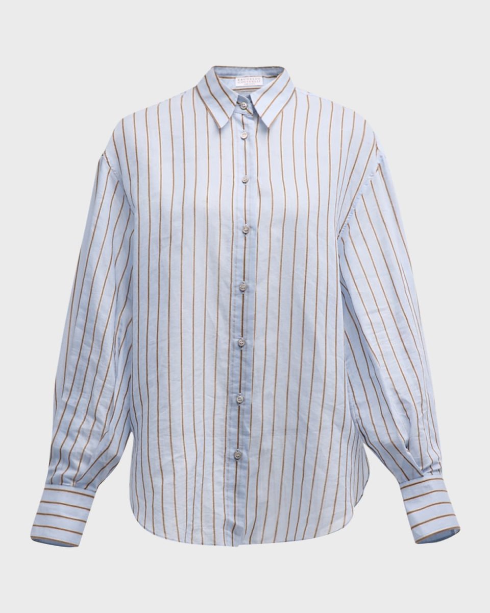 Cotton Silk Lurex Striped Blous