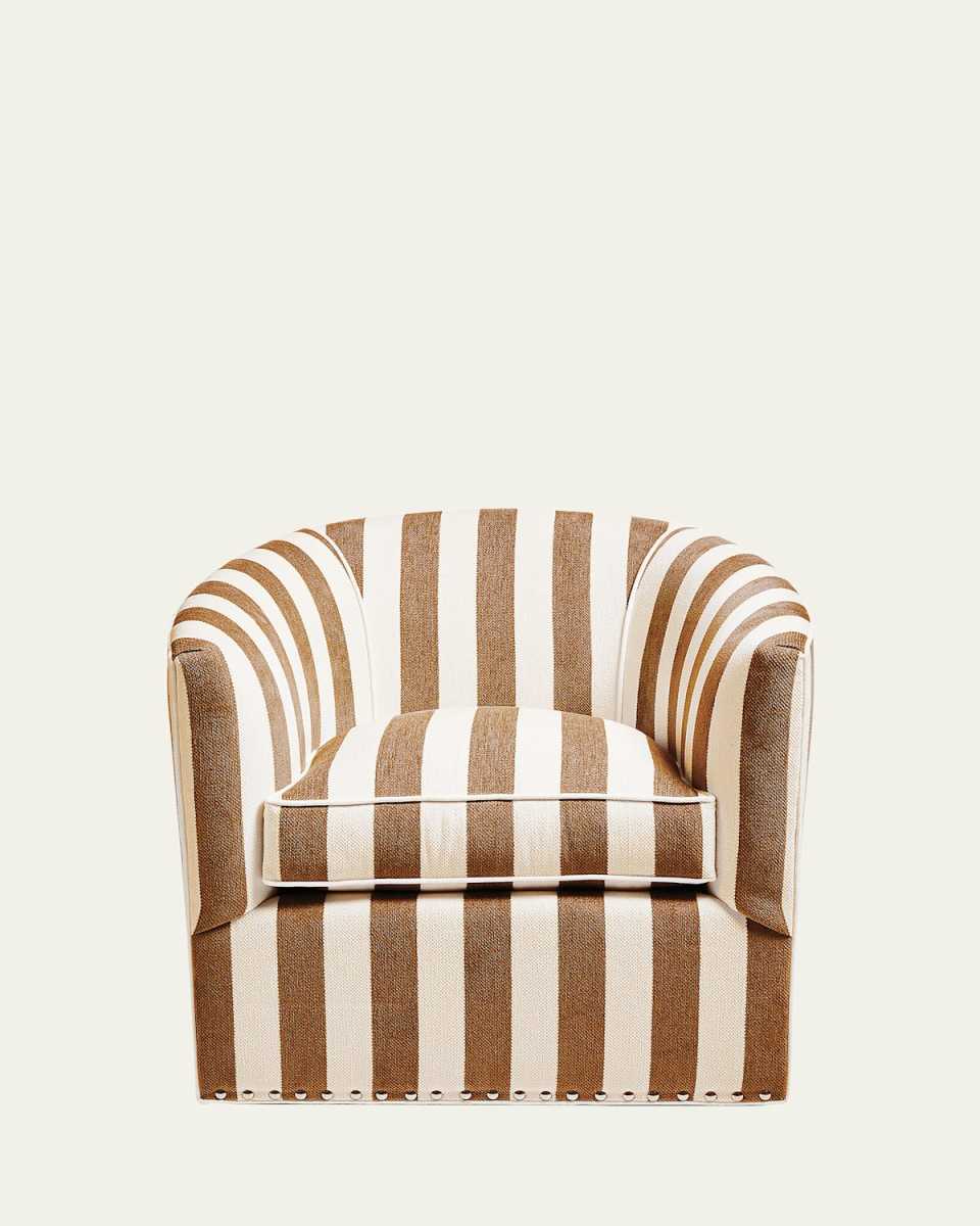 Marquee Brown Stripe Chenille Swivel Chair