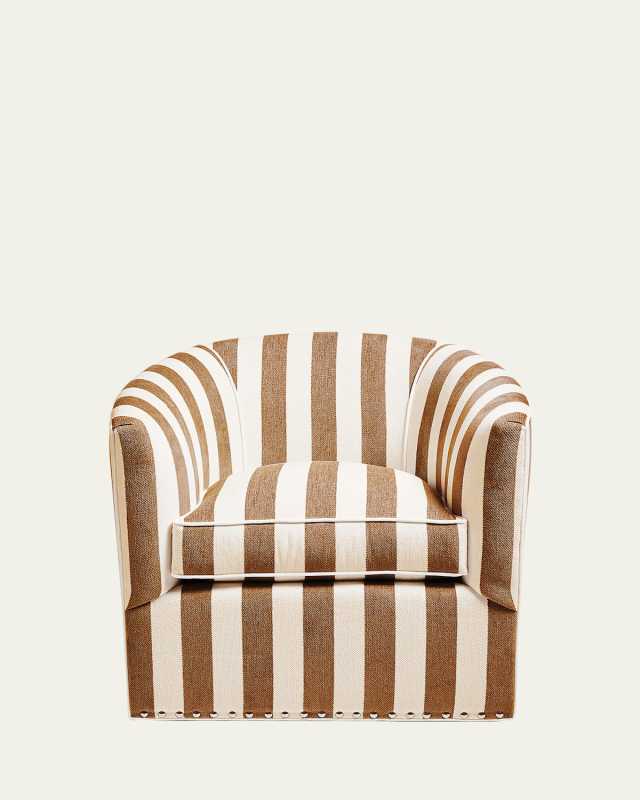 Marquee Brown Stripe Chenille Swivel Chair