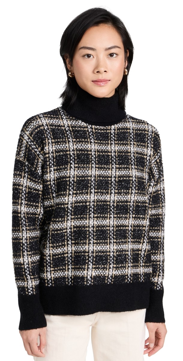 Splendid Ginny Plaid Turtleneck Black Plaid