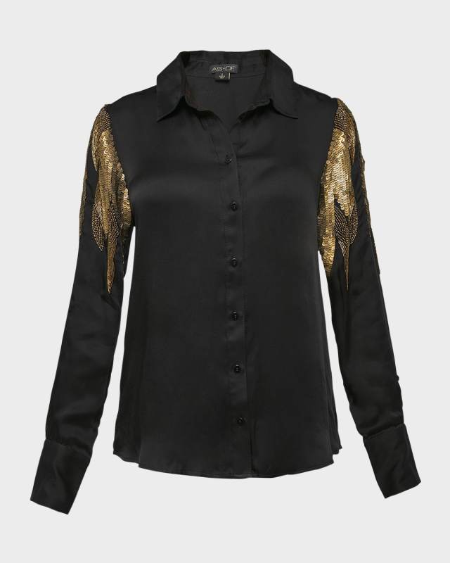 Collins Embellished Button-Front Blous